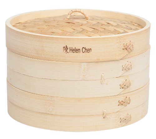 Helen's Asian Kitchen Bamboo Steamer with Lid, 10-Inch