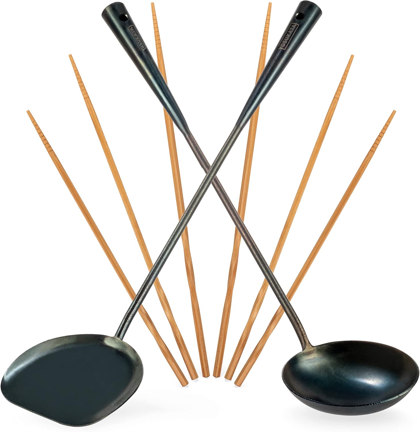 YOSUKATA Pre-Seasoned Wok Utensils Set