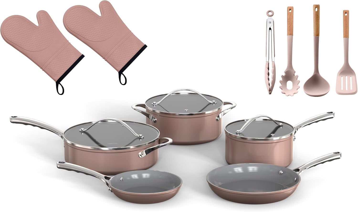 Crystal Kung Minkoff Ceramic Cookware Set — 14 Piece