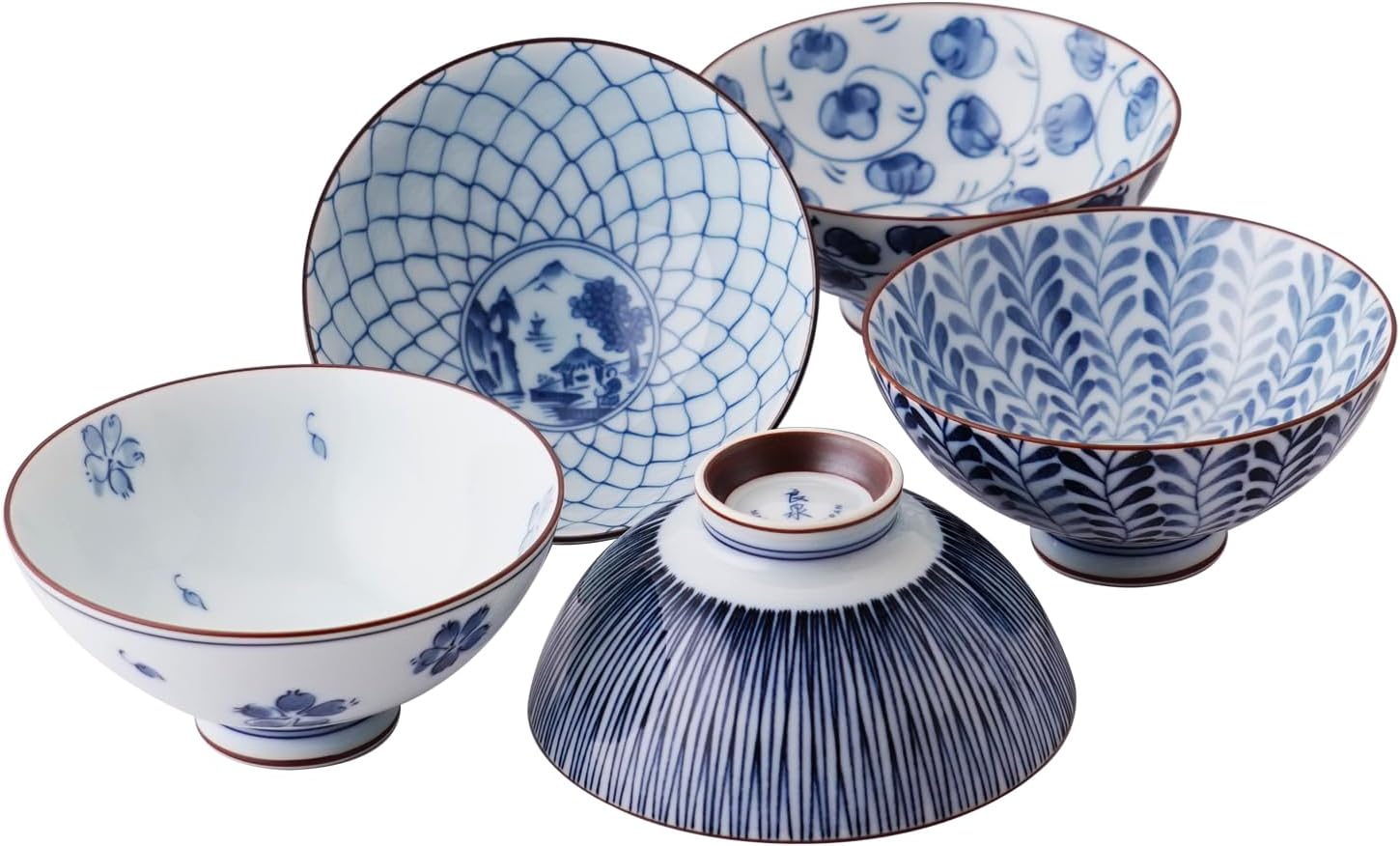 Mino Ware Japanese Pottery Set, 5-Piece